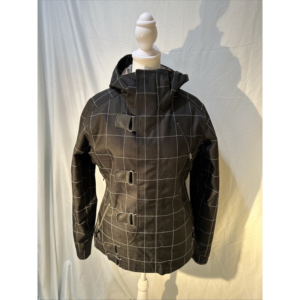 Burton Men’s Medium Black Dry Ride Windowpane Snowboard Faux Fur Lined Coat
